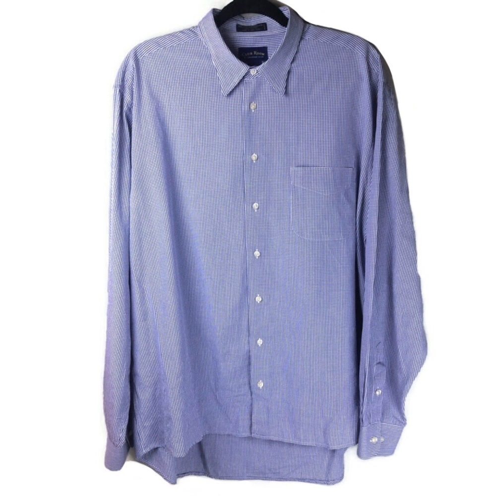 Charter Club Checkered Broadcloth Chest Pocket Button Up Shirt Size 17.5
